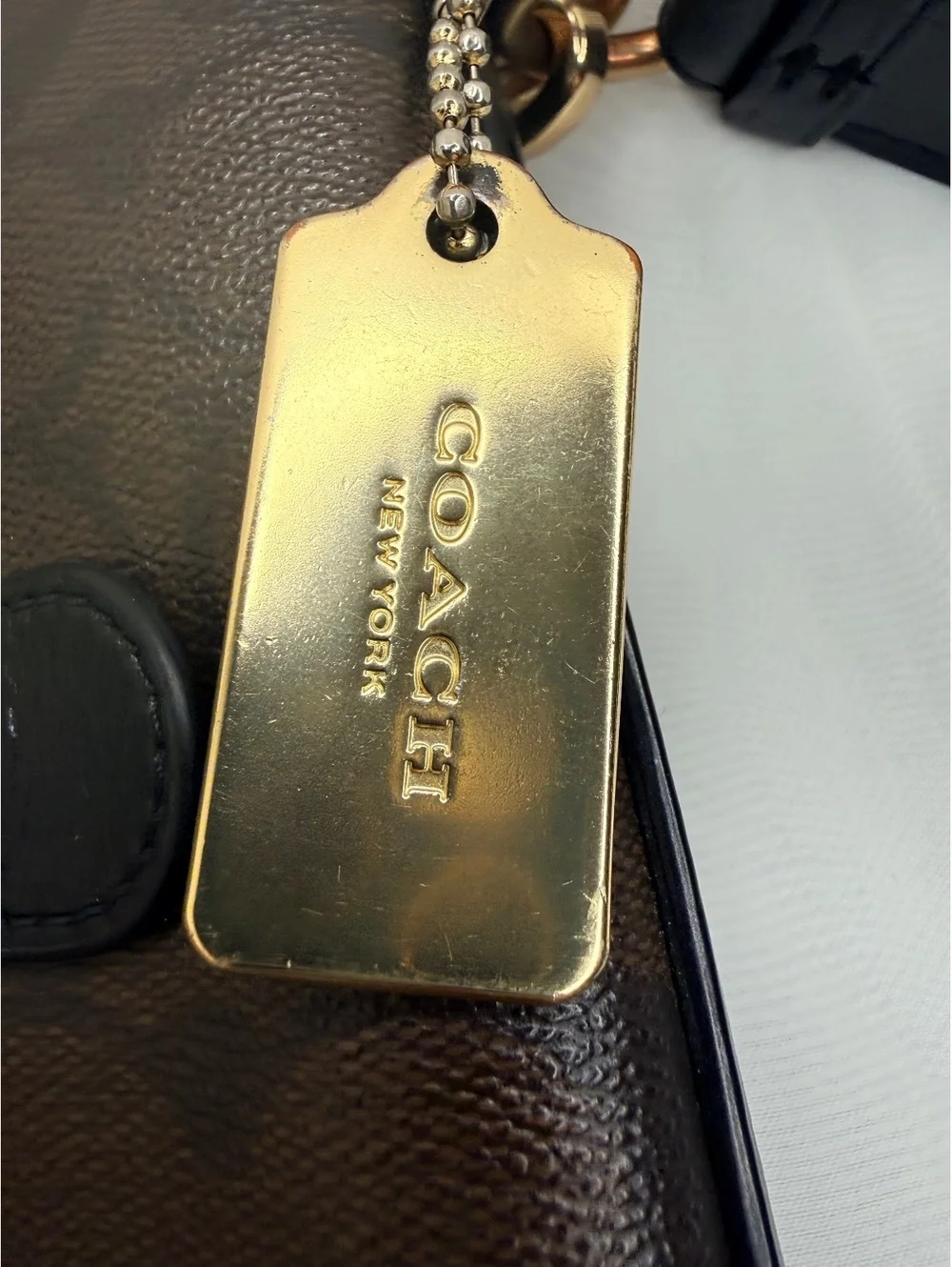 Coach Mae File Crossbody Signature Leather Logo Pattern Brown Black F77885